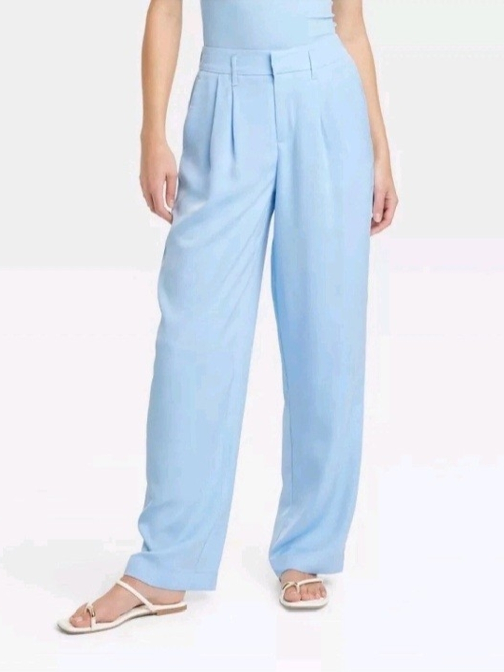 Target Plus Size 16 A New Day High-Rise Satin Pleat-Front Trousers Light Blue